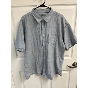 TU Linen Rich Premium Quality Mens XXL Blue‎ Micro Check Short Sleeve Shirt